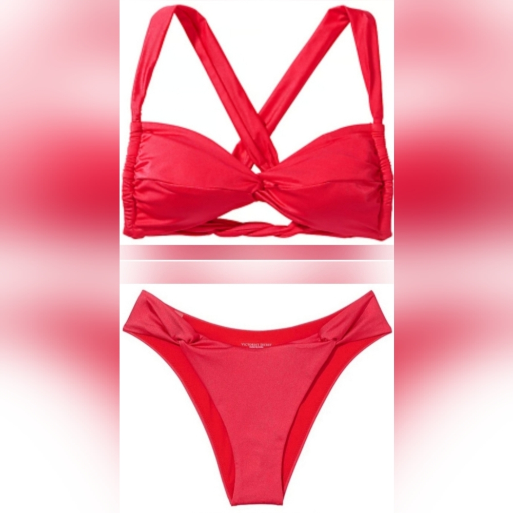 XS/XS S/S VS Swim Twist Bralette Bikini Top Twist Brazilian Bikini Set